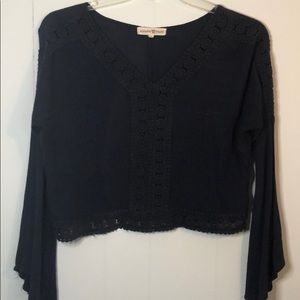 Navy blue long sleeve flowy top